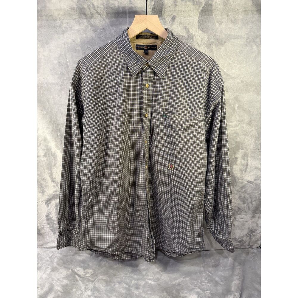 Vintage Tommy Hilfiger, Plaid. Lion Crest Button-Down Shirt - Mens Large
